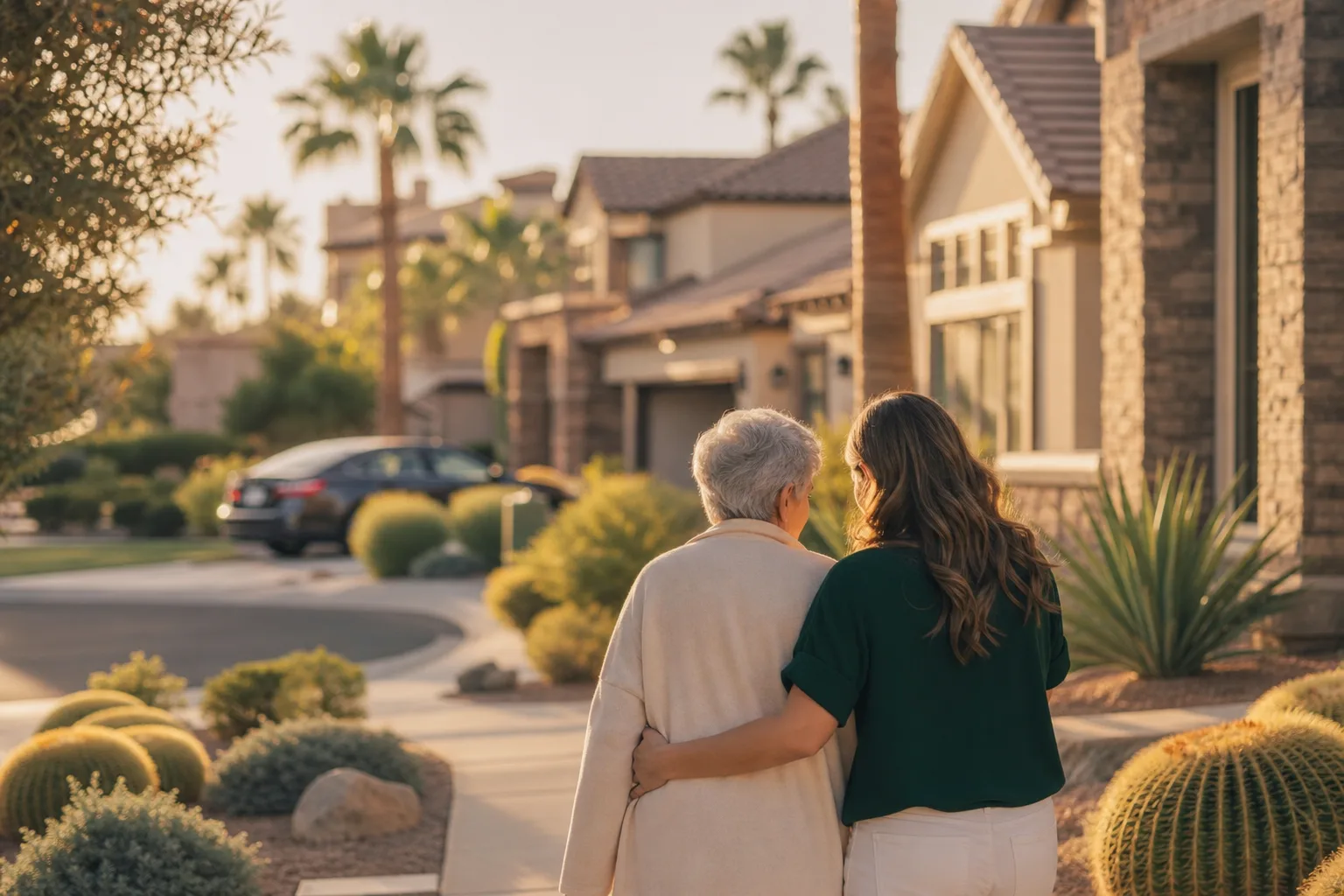 An upscale Chandler street with tidy homes and desert landscaping